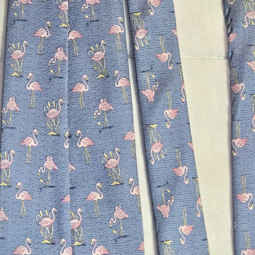 Pierre Cardin Paris Handmade Silk Necktie – Flamingo Pattern – Made in France